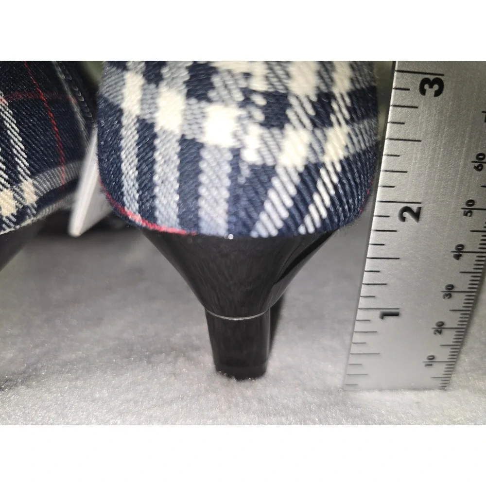 Zara Women Plaid Pointed Toe Kitten Heel Ankle Boots Size 8.5 - Picture 6 of 11